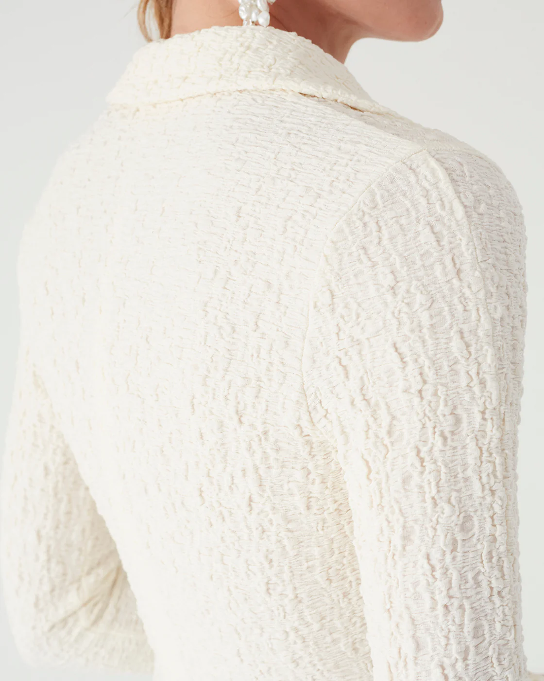 Lowry Top Cotton Blend Seersucker Off-White - Image 5