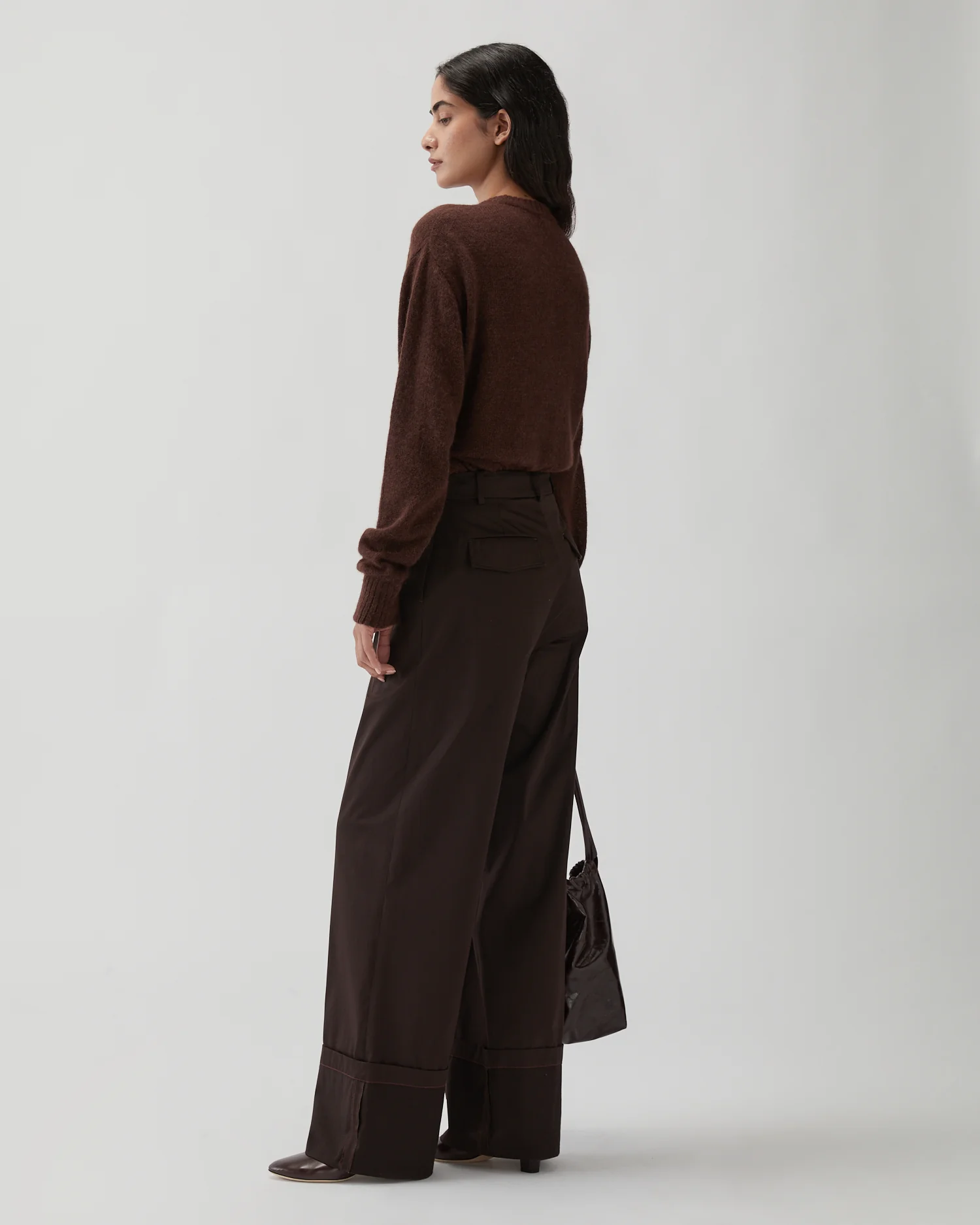Macie Trousers Sateen Cotton Dark Chocolate - Image 5