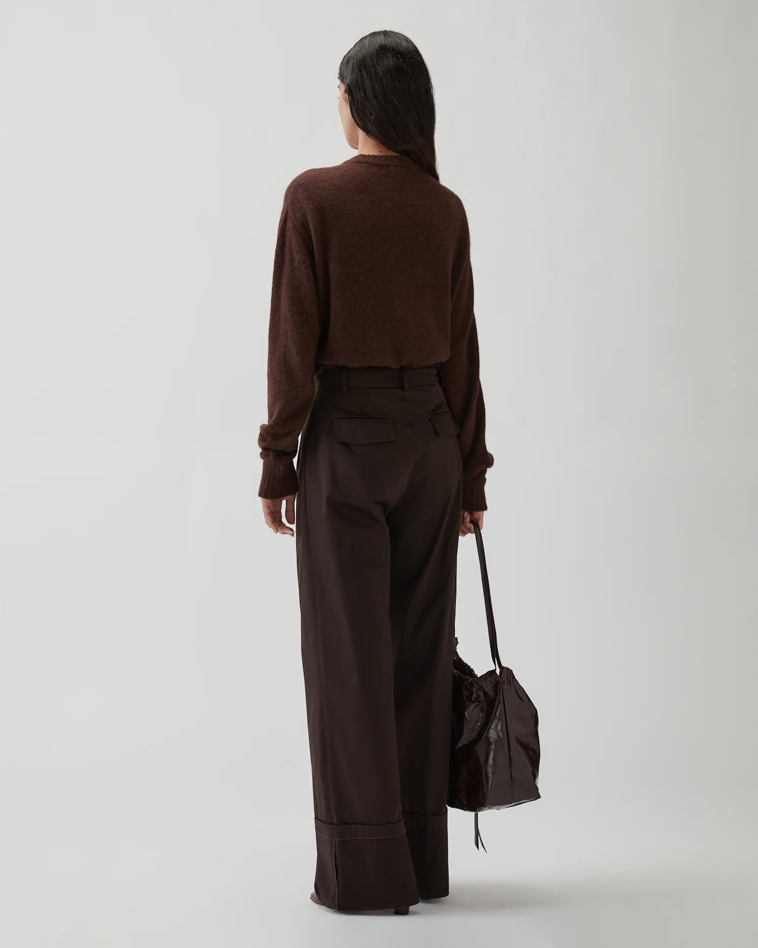 Macie Trousers Sateen Cotton Dark Chocolate - Image 6