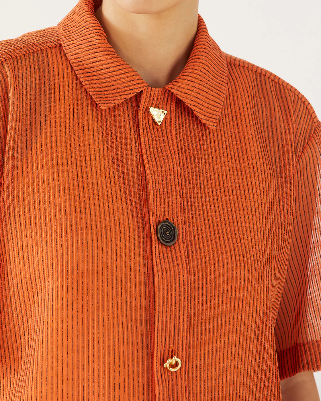 Marty Shirt Mesh Stripe Orange - Image 5