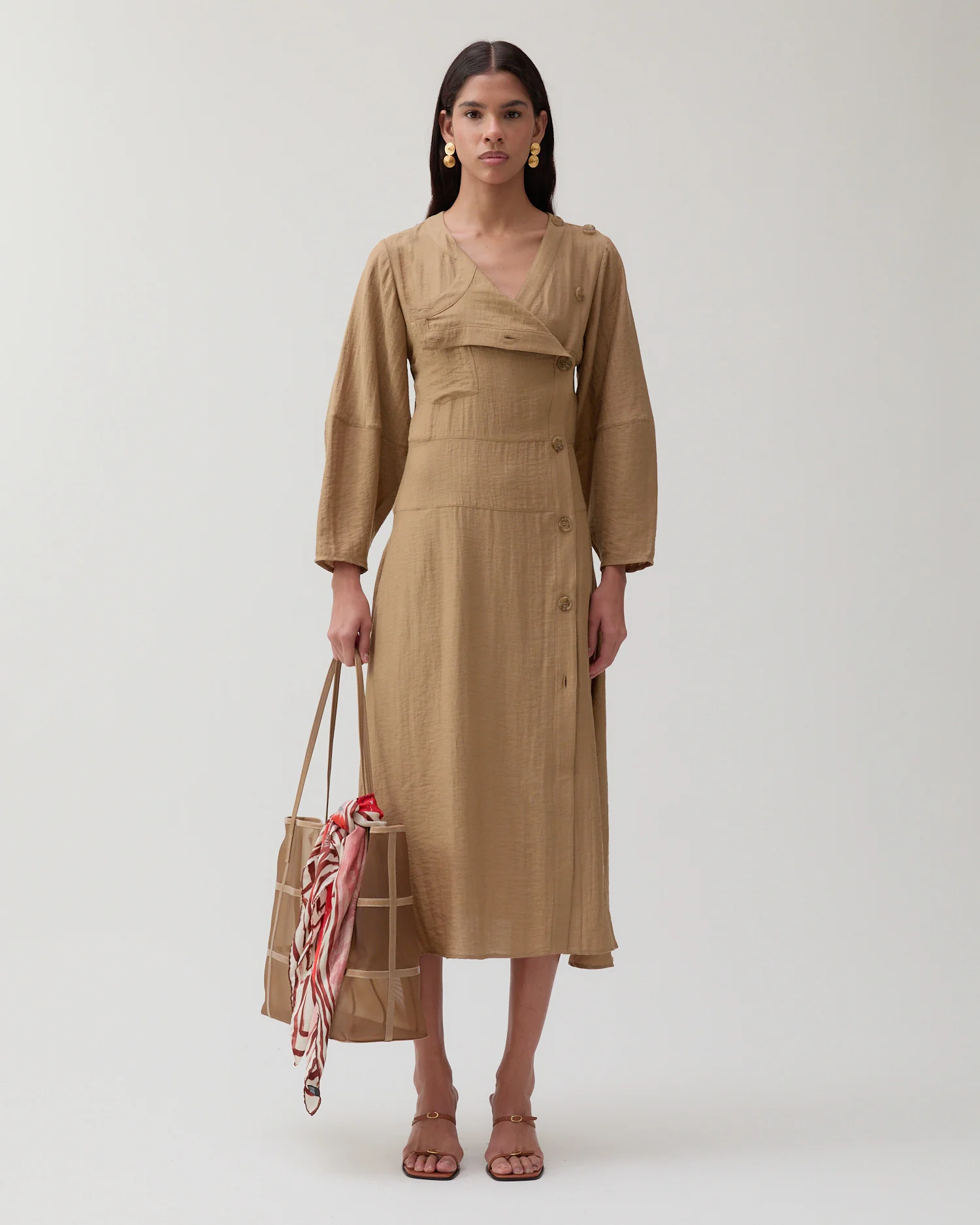 Michaela Dress Viscose Linen Blend Caramel - Image 7