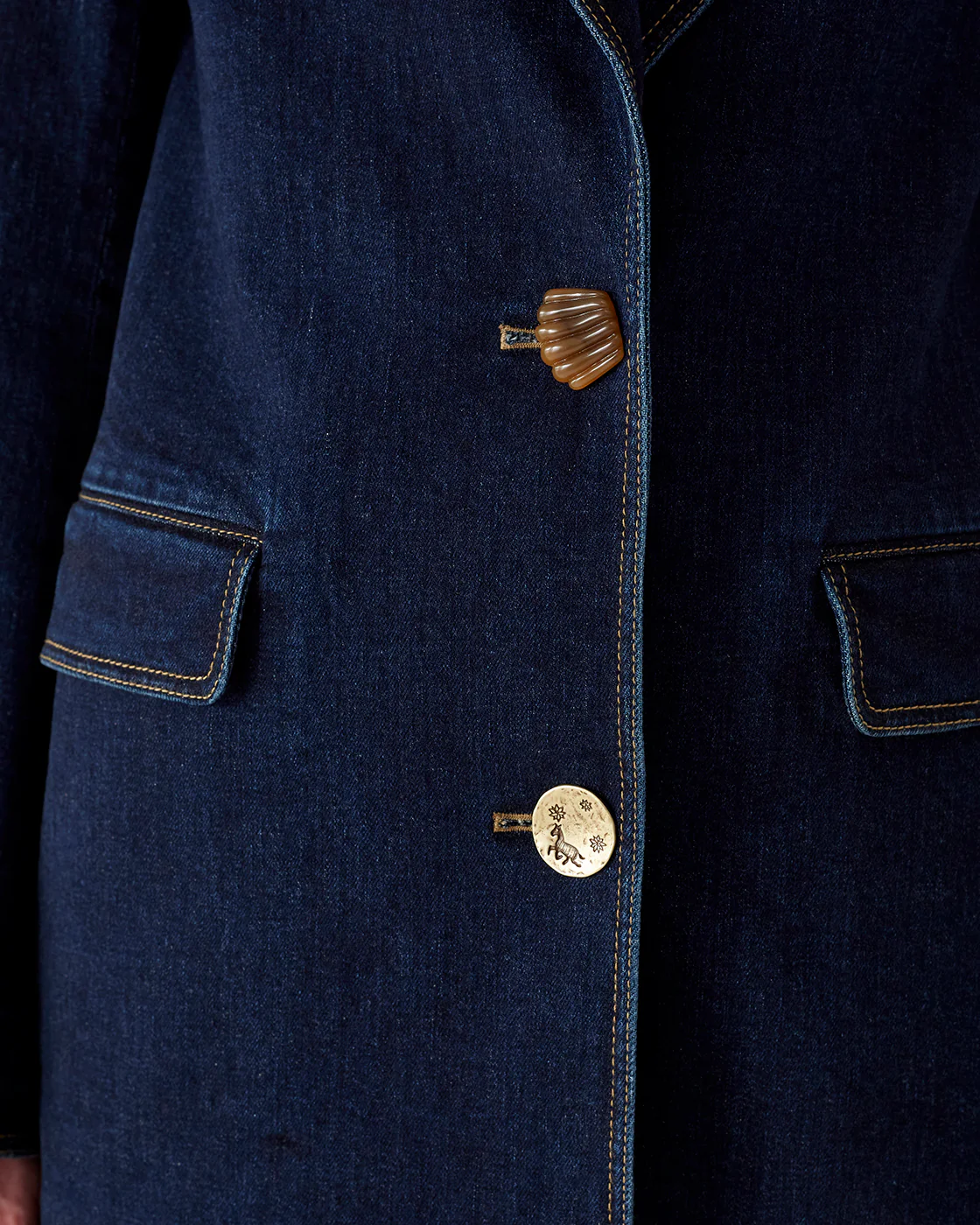 Mina Blazer Organic Cotton Denim Dark Indigo - Image 3