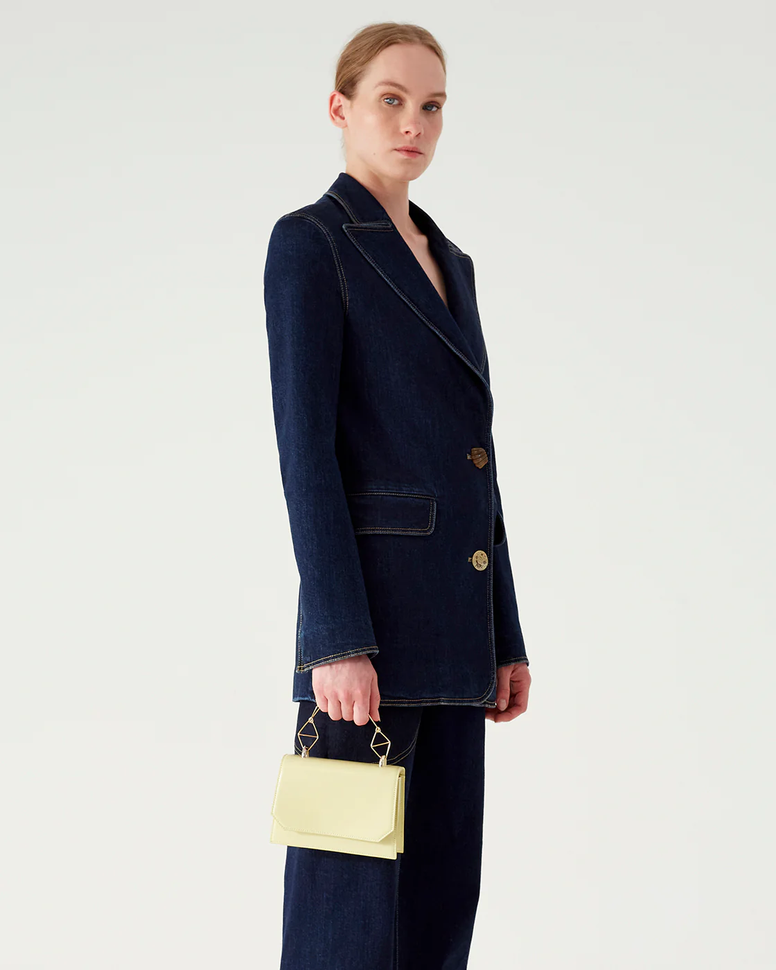 Mina Blazer Organic Cotton Denim Dark Indigo - Image 4