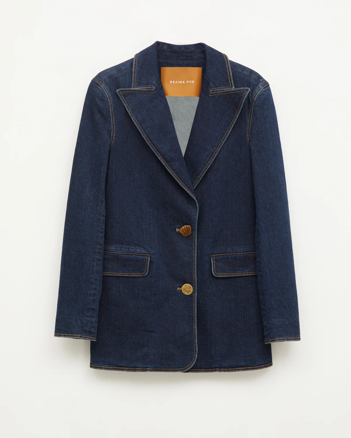 Mina Blazer Organic Cotton Denim Dark Indigo - Image 6