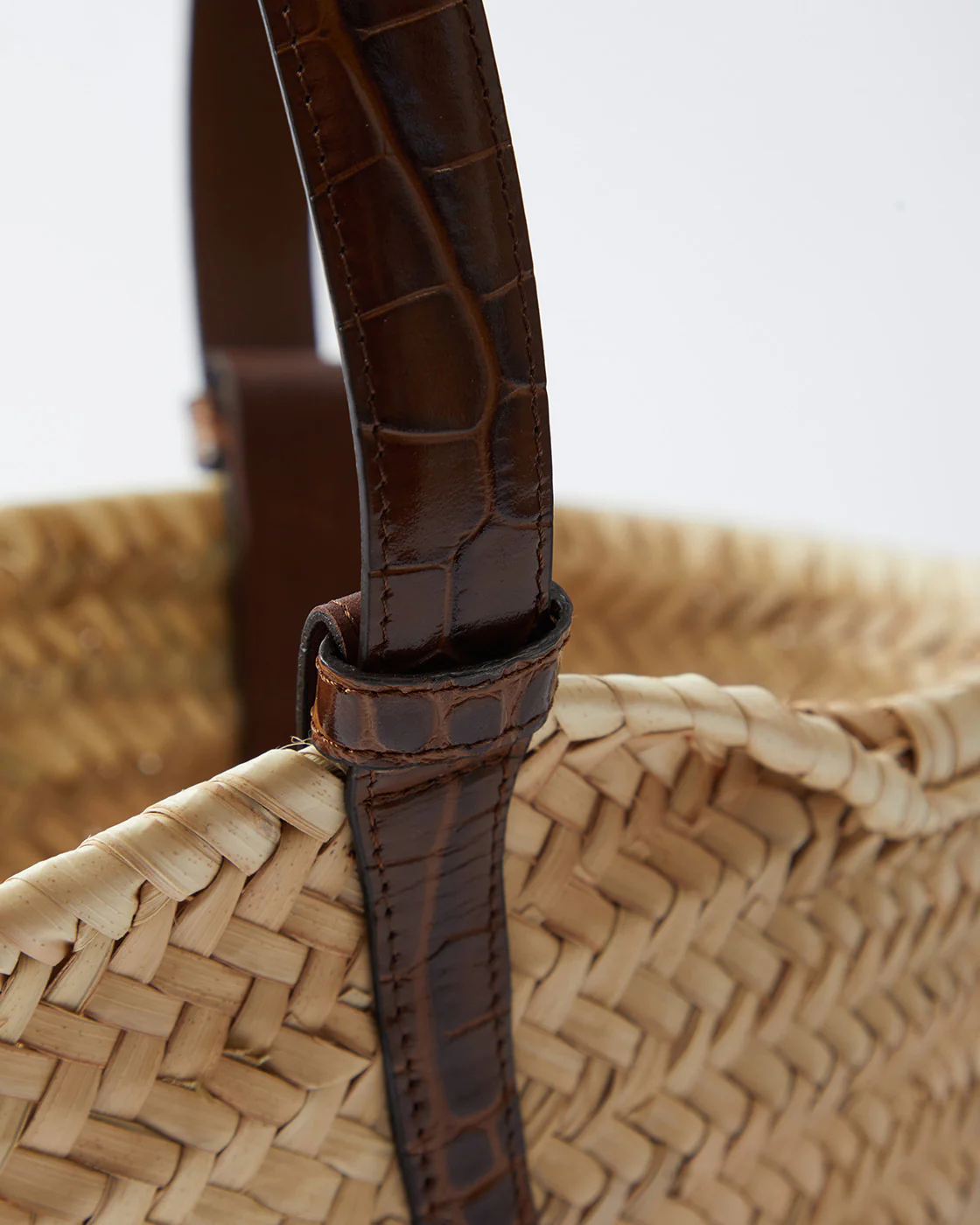 Mini Basket Tote Leather Emboss Croc Brown - Image 5