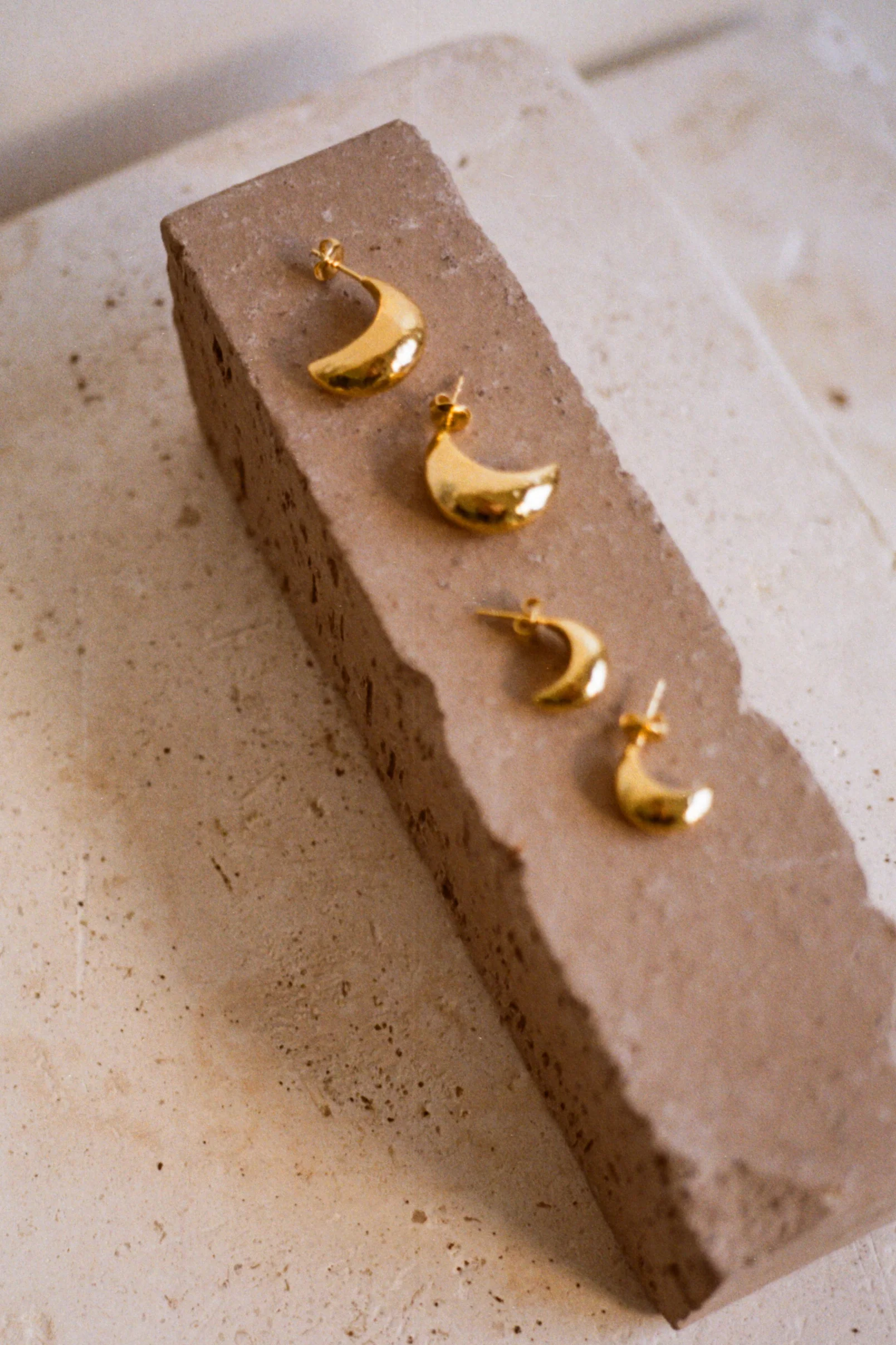 Mini Moon Hoops Gold Plated - Image 4