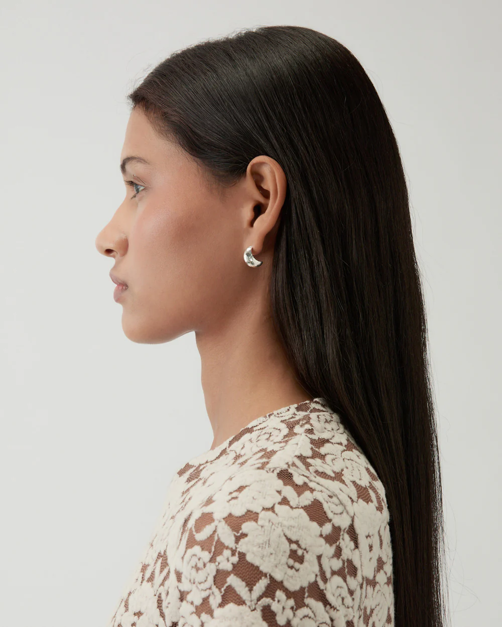 Mini Moon Hoops Silver Plated - Image 2
