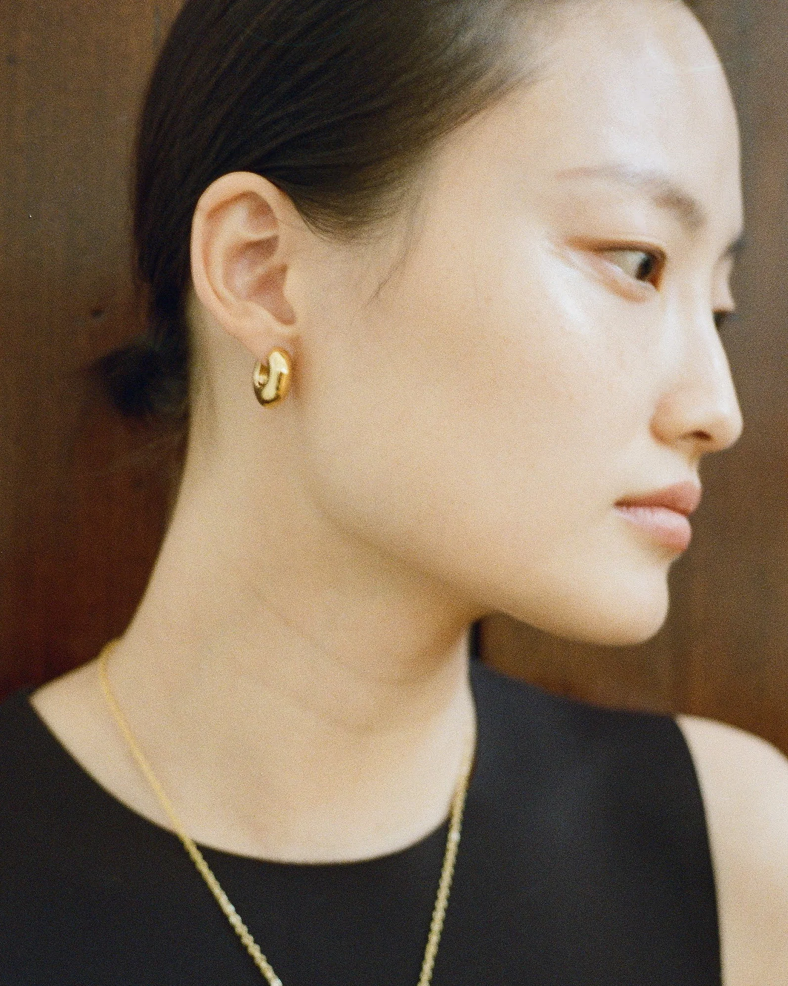Molten Hinged Hoops Gold Plated - Image 3