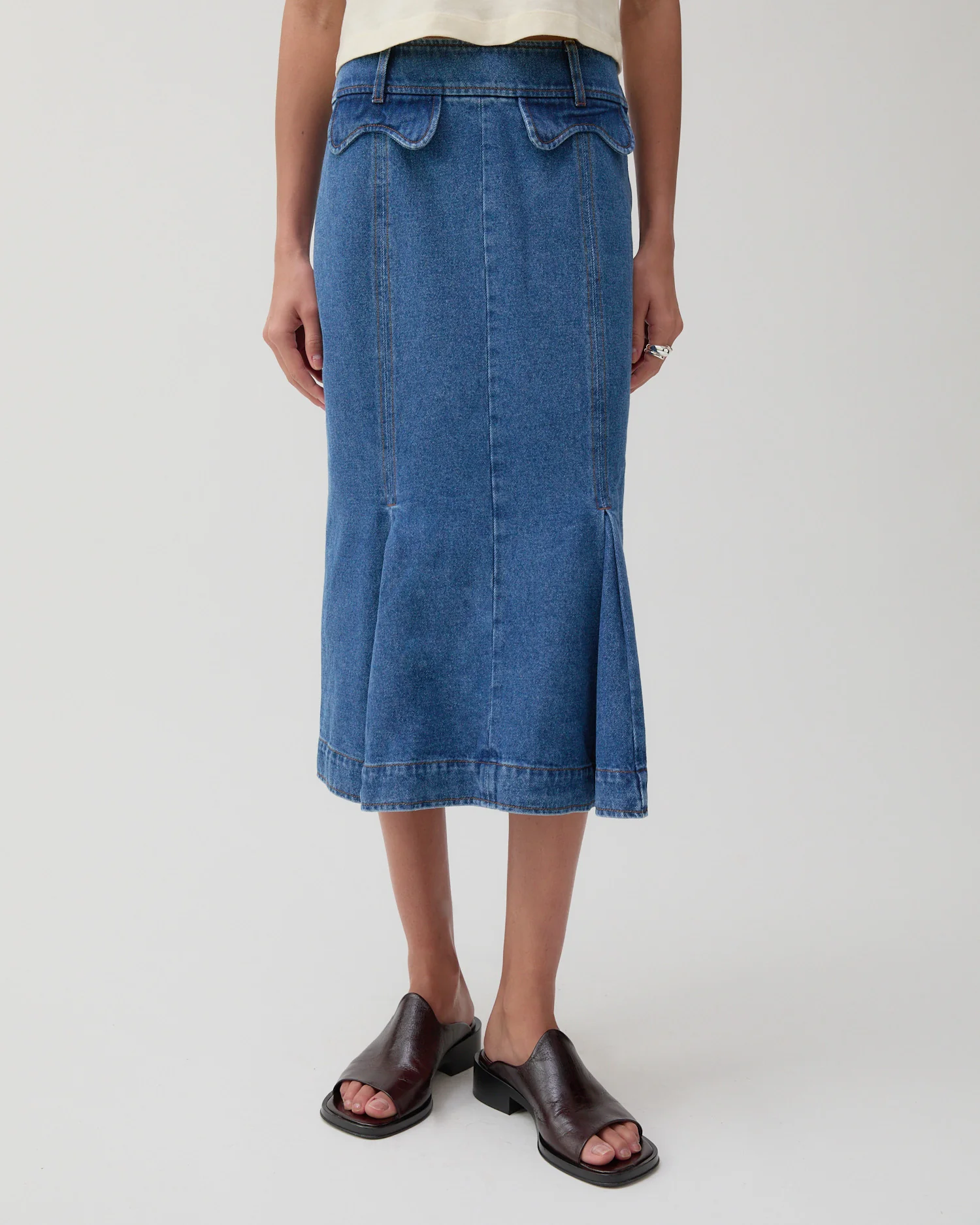 Monroe Skirt Organic Cotton Denim Blue - Image 3