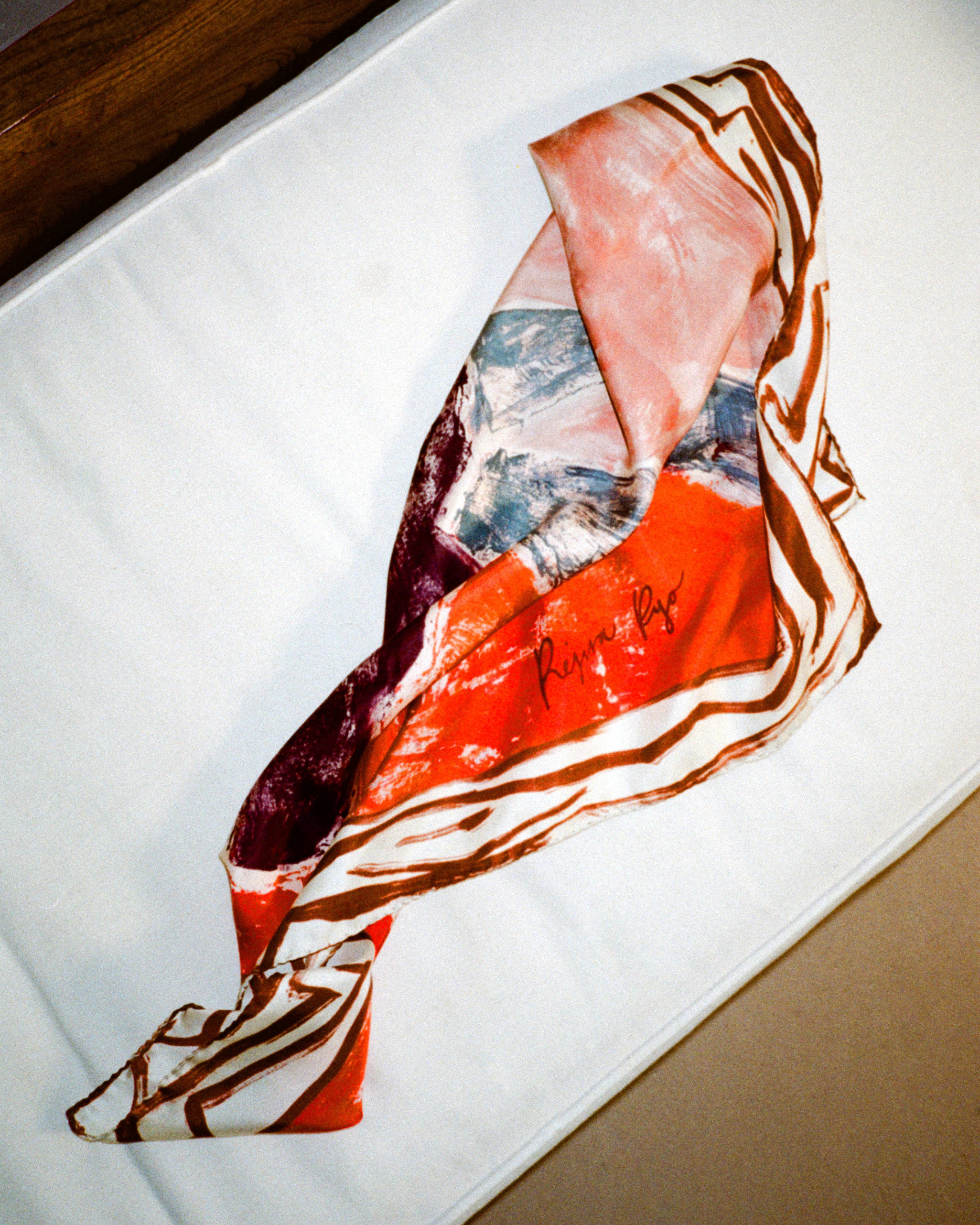 Munch x Rejina Pyo Silk Scarf Print Red - Image 9
