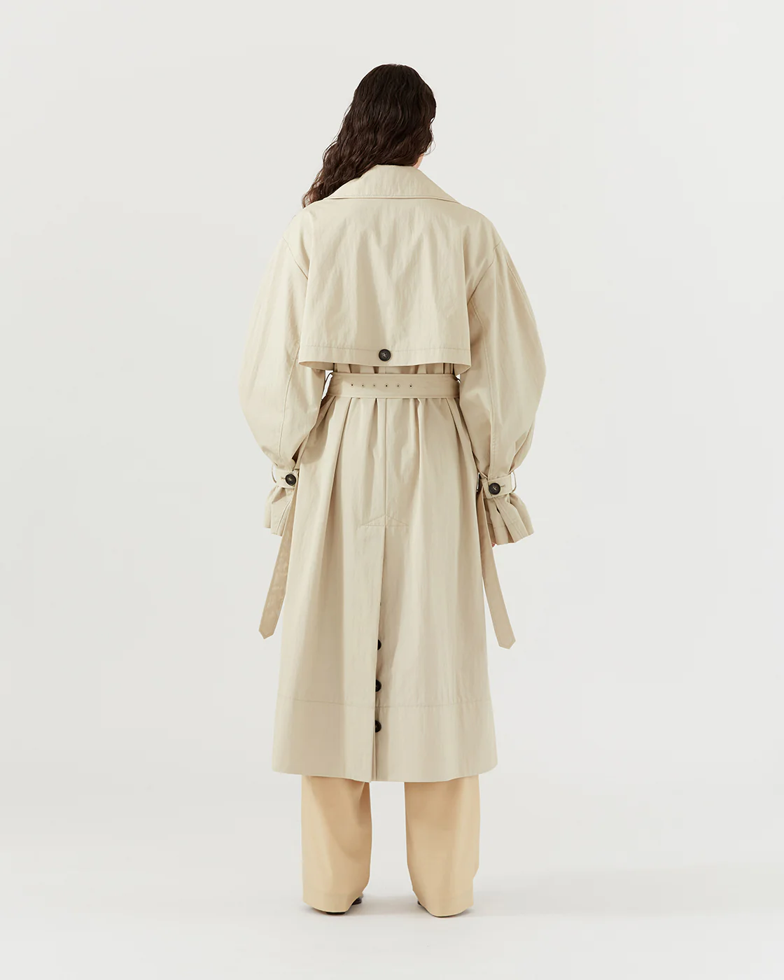 Oona Trenchcoat Cotton Twill Sand - Image 4