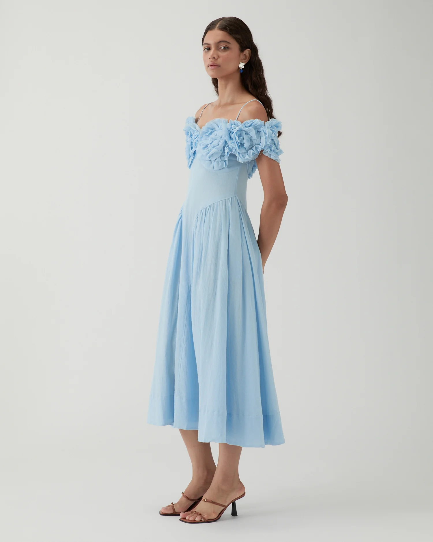 Ophelia Dress Pleated Cotton Blue - Image 4