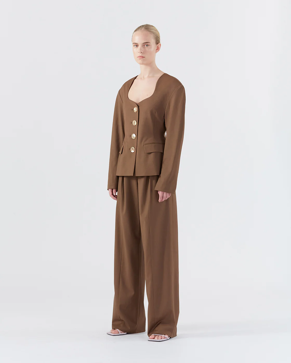 Perrin Blazer Wool Blend Brown - Image 3