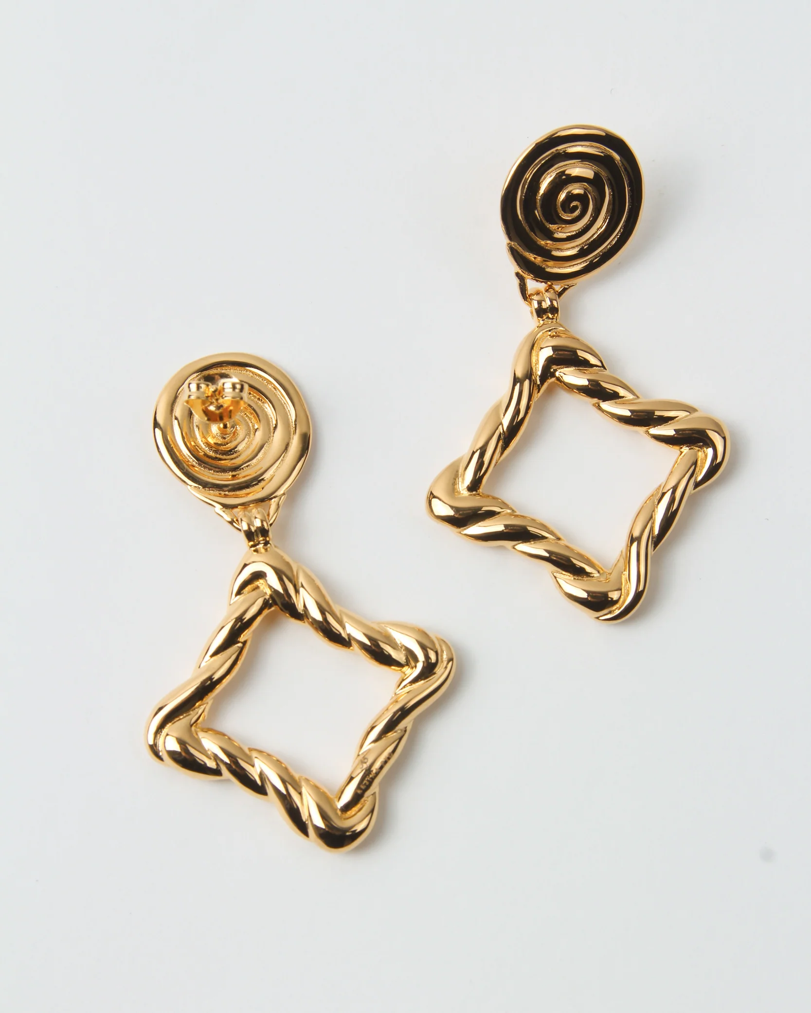 Rectangle Twirl Earrings Gold Plated - Image 3
