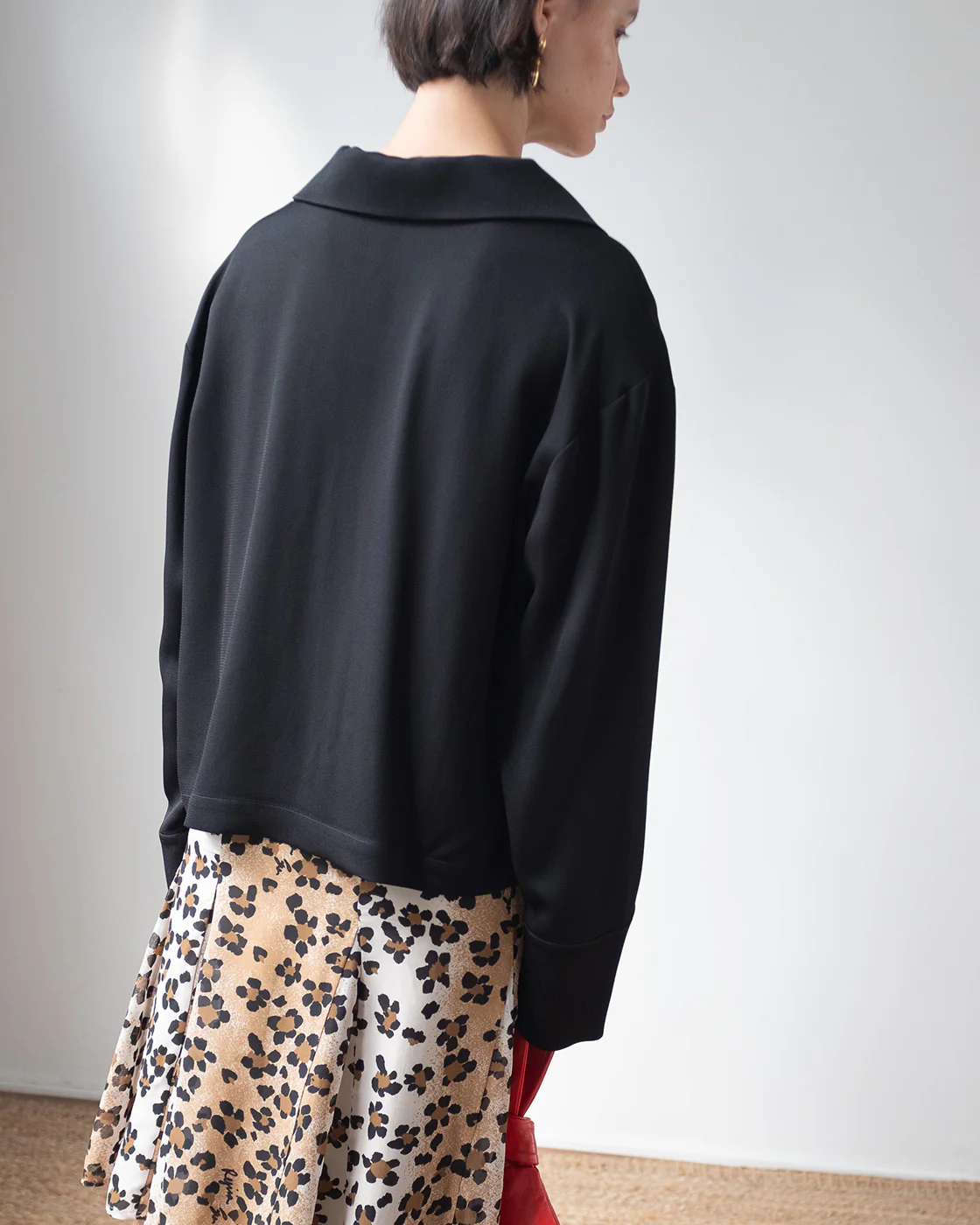 Riley Shirt Crepe Twill Viscose Black - Image 3