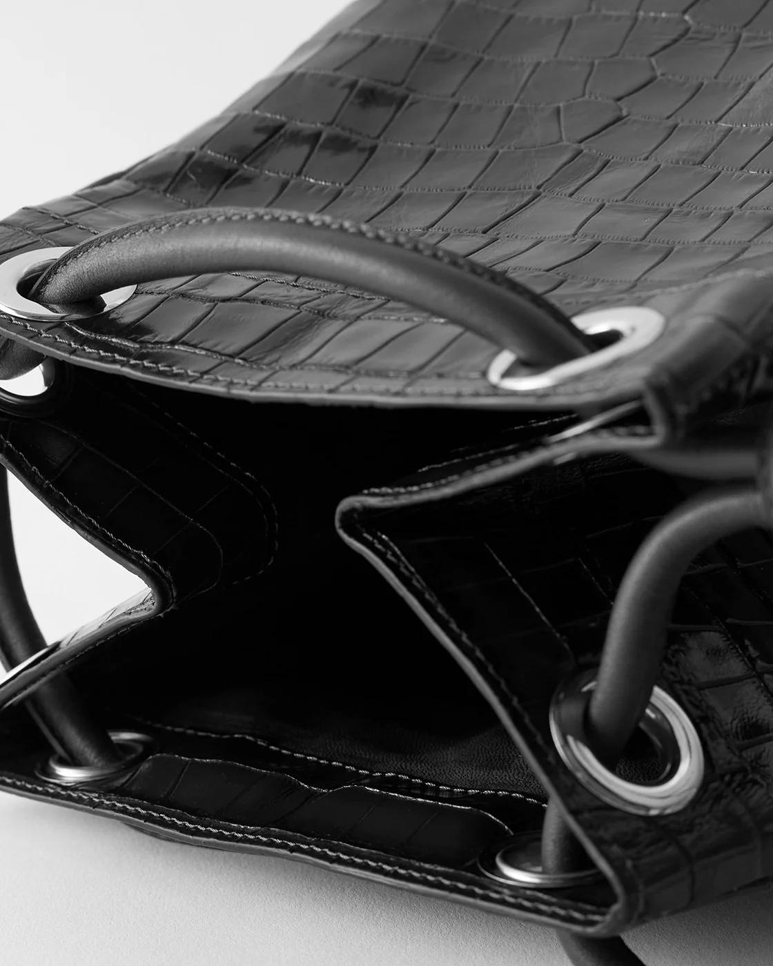 Rita Bucket Leather Embossed Black - Image 9