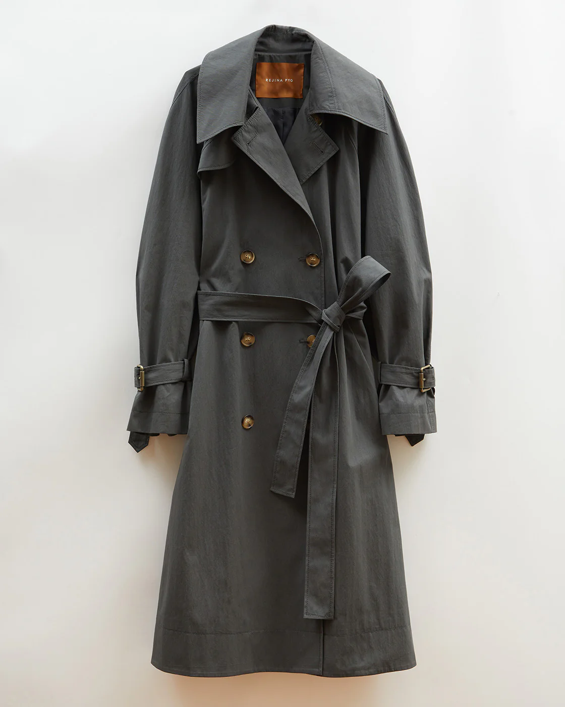 Romy Trenchcoat Cotton Blend Twill Charcoal - Image 6
