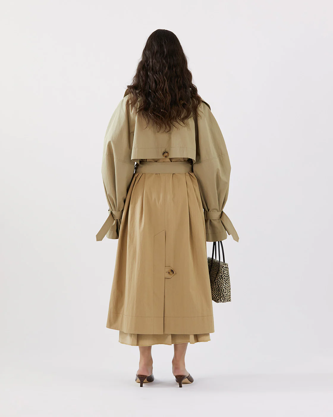 Romy Trenchcoat Cotton Blend Twill Sage - Image 3