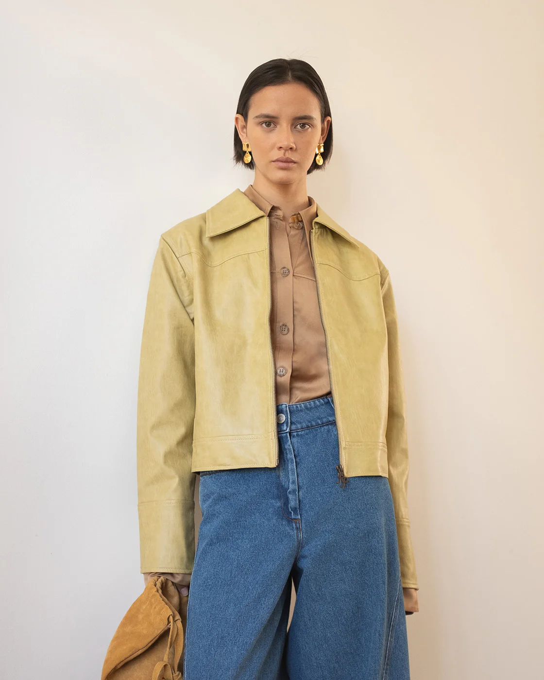 Rowan Jacket Faux Leather Beige - Image 3