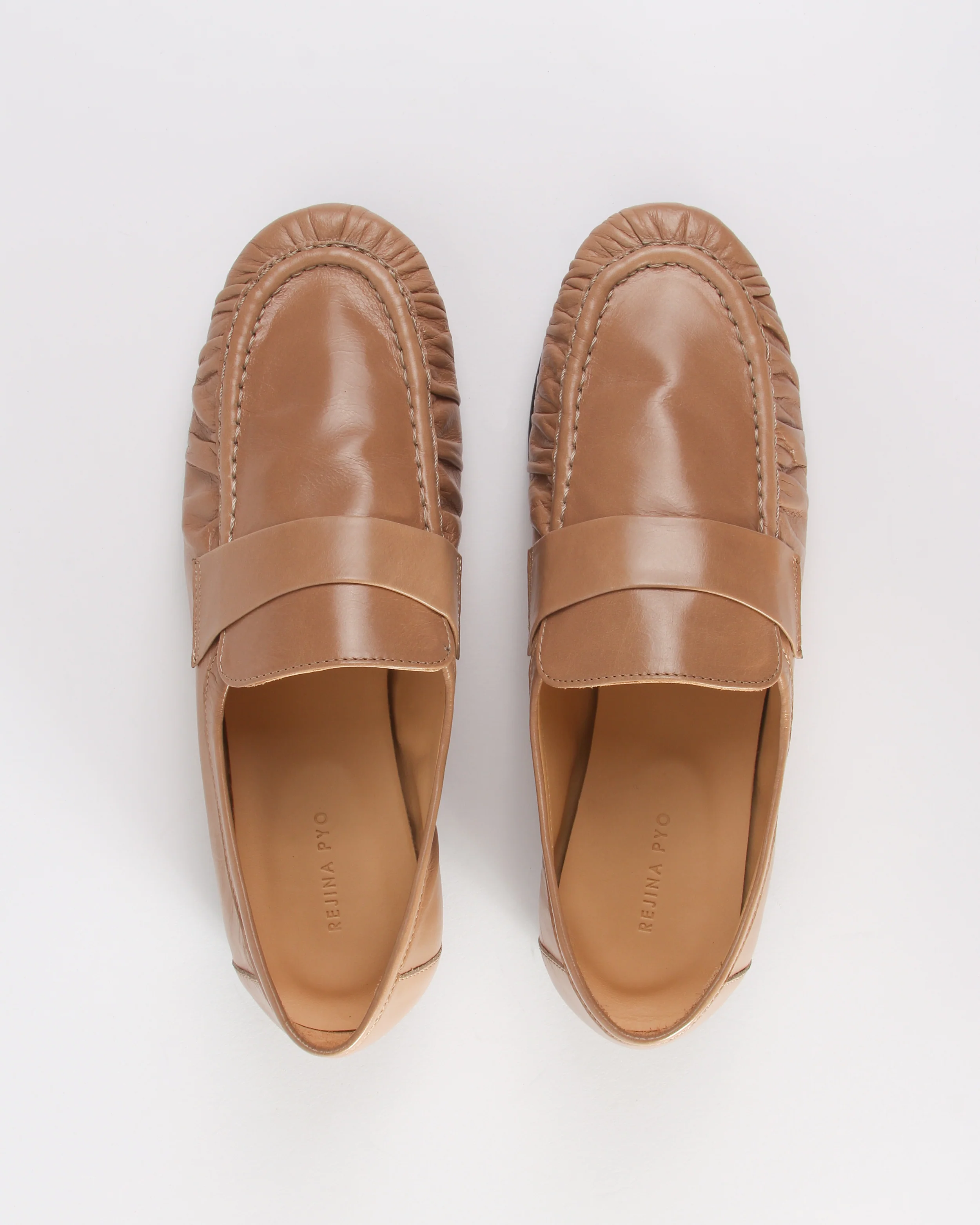 Ruched Loafer Leather Miele - Image 3