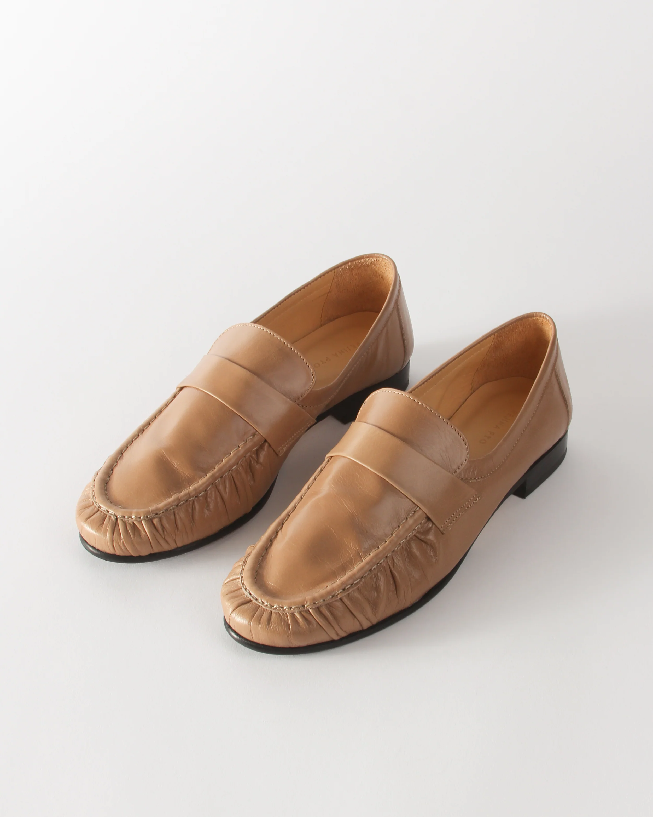 Ruched Loafer Leather Miele - Image 4