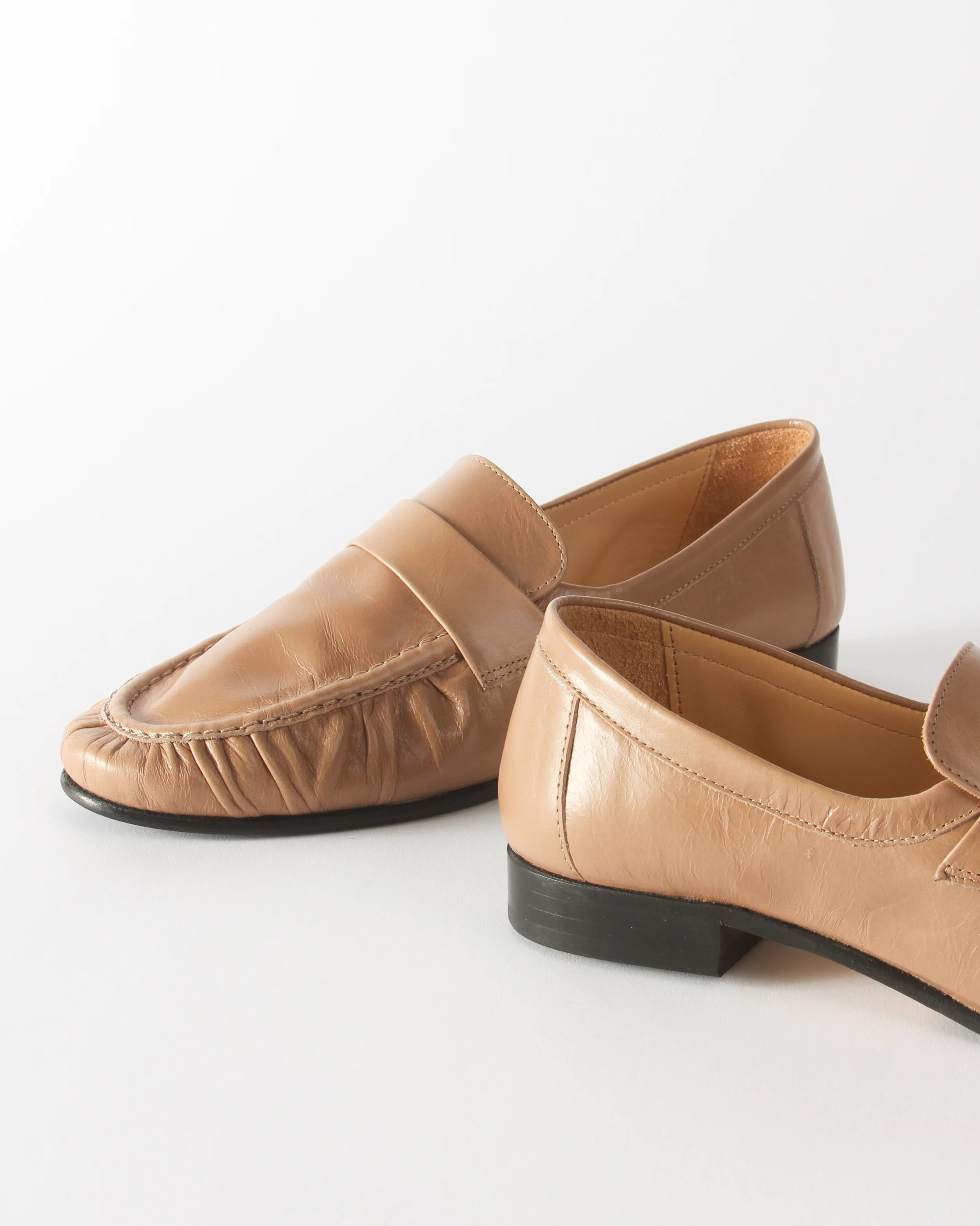 Ruched Loafer Leather Miele - Image 6