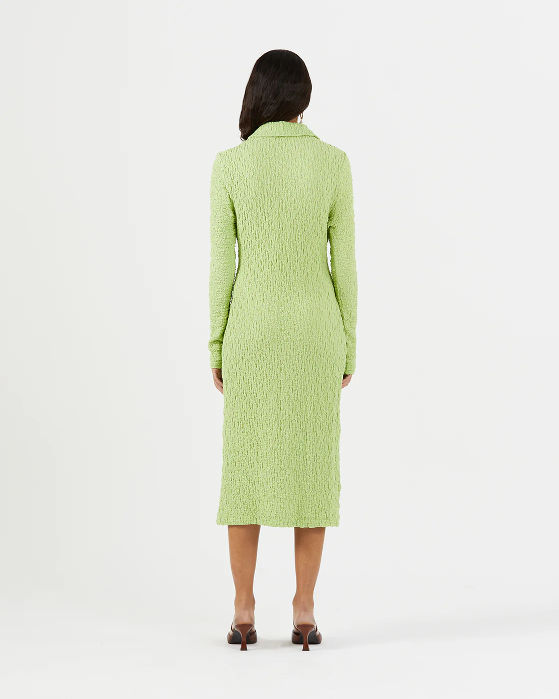 Sana Dress Cotton Blend Seersucker Acid Green - Image 5