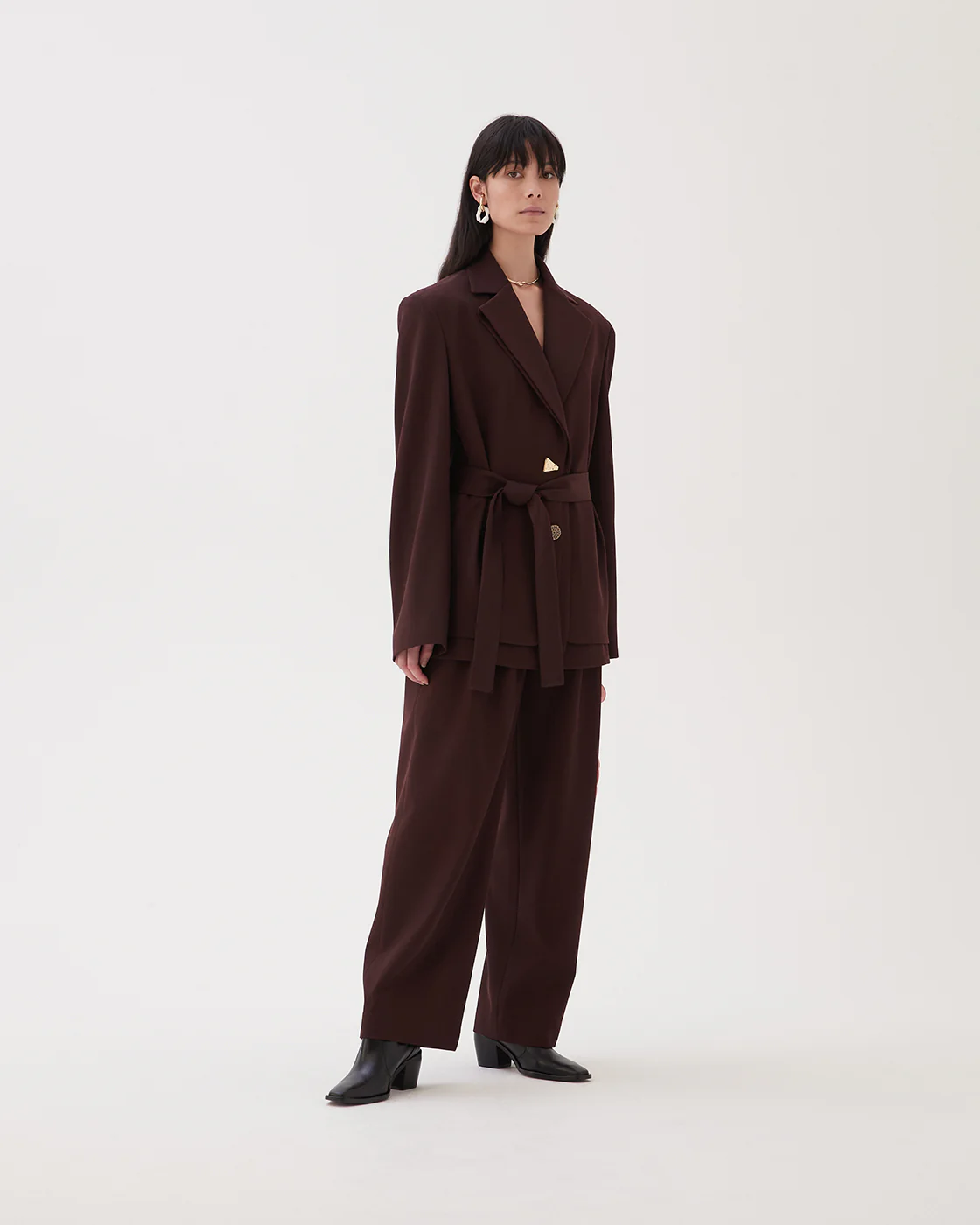 Simone Jacket Wool Blend Twill Burgundy - Image 8