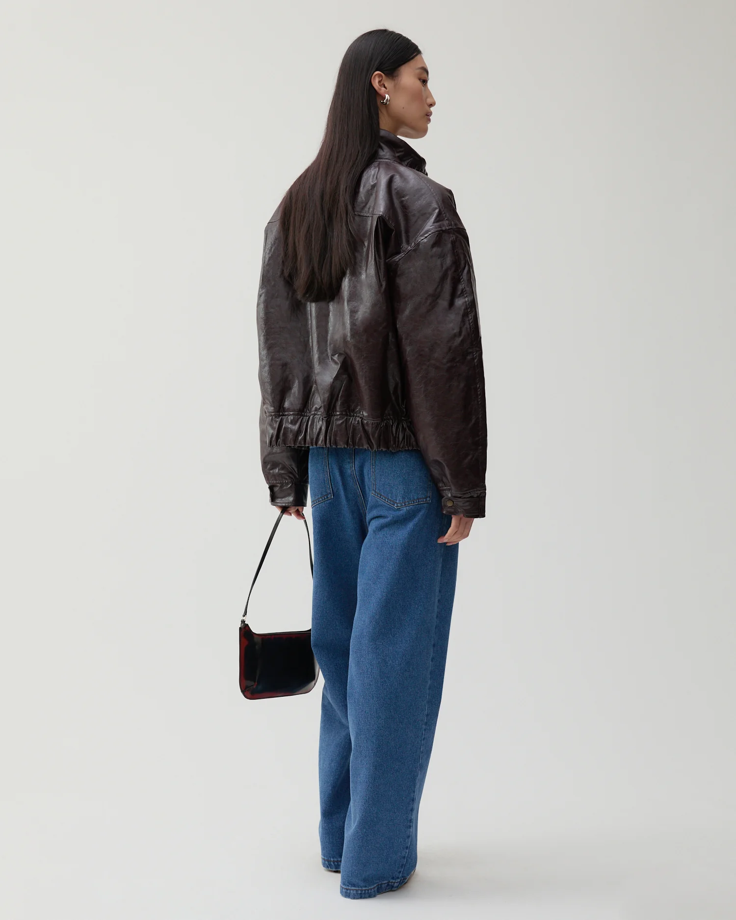 Sofie Jacket Faux Leather Burgundy - Image 4