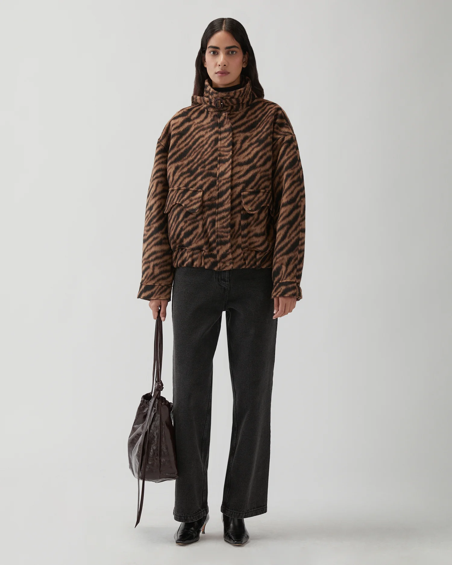 Sofie Jacket Wool Blend Jacquard Tiger Beige - Image 5