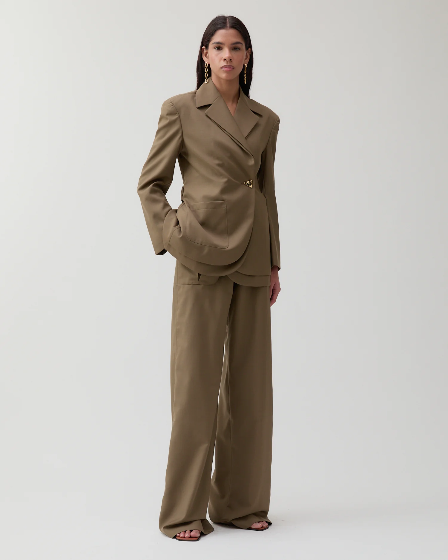 Sonia Trousers Wool Blend Olive - Image 3