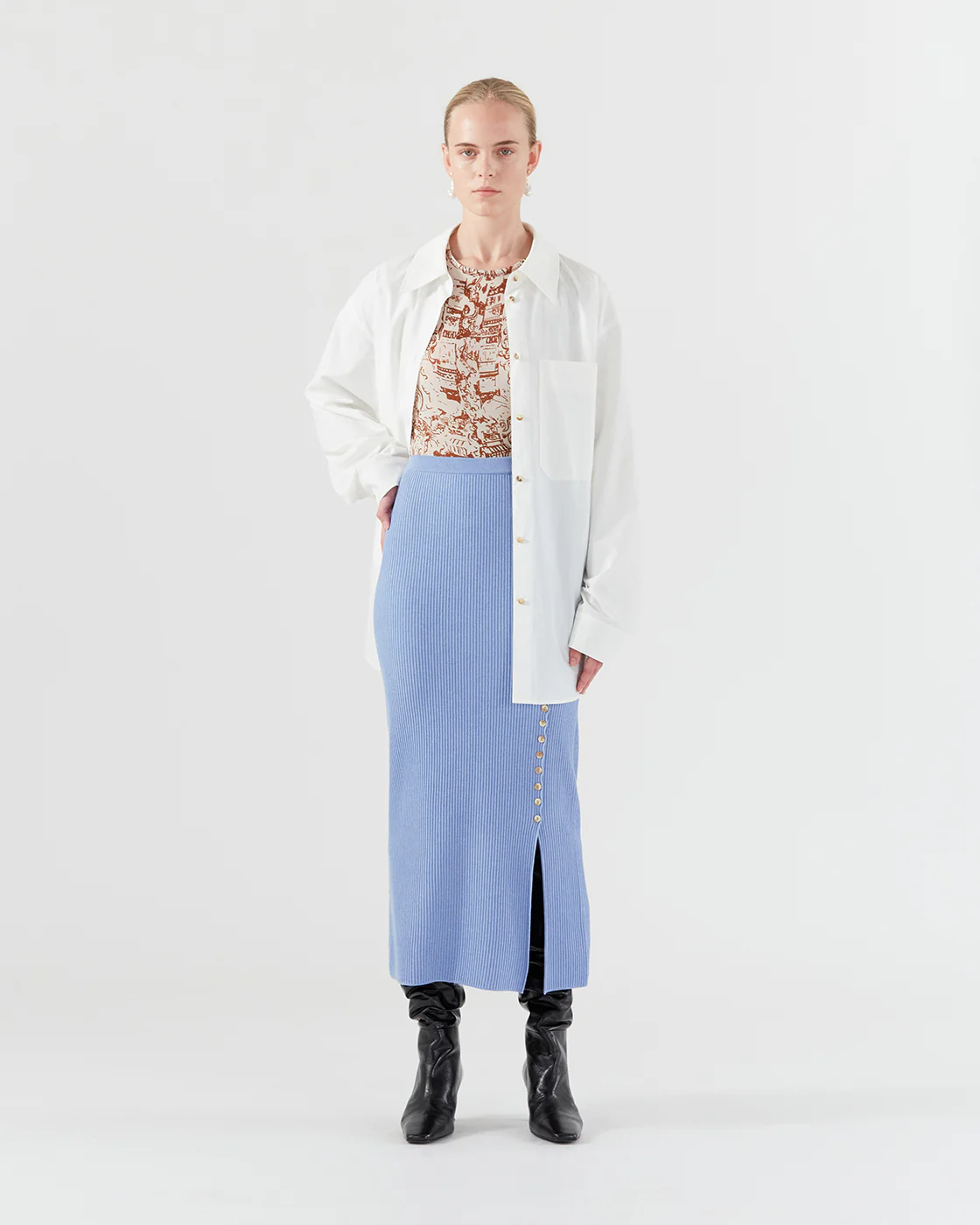 Suri Skirt Viscose Blend Blue - Image 3