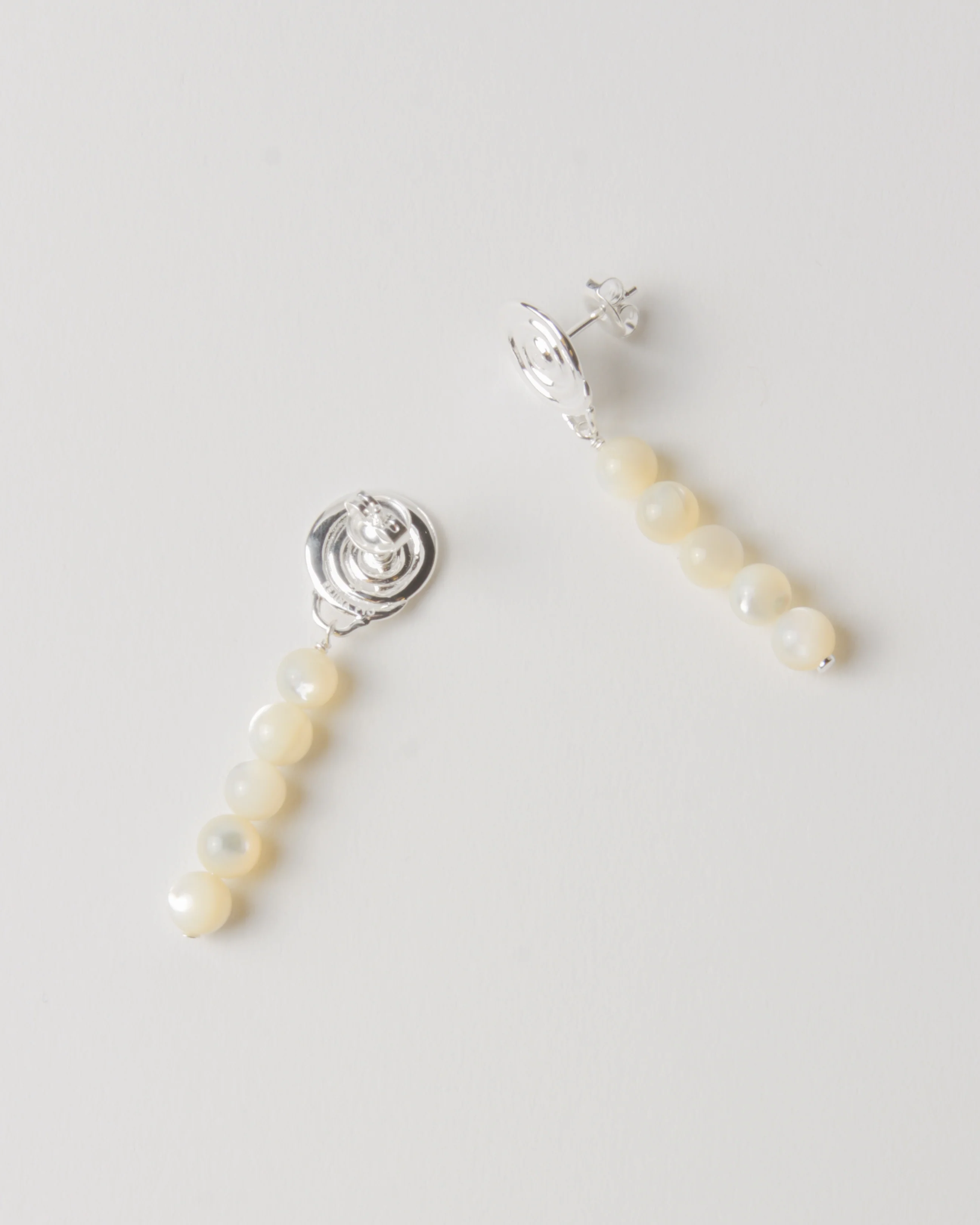 Swirl Petite Droplet Earrings Silver Plated with Mother of Pearl - Image 3