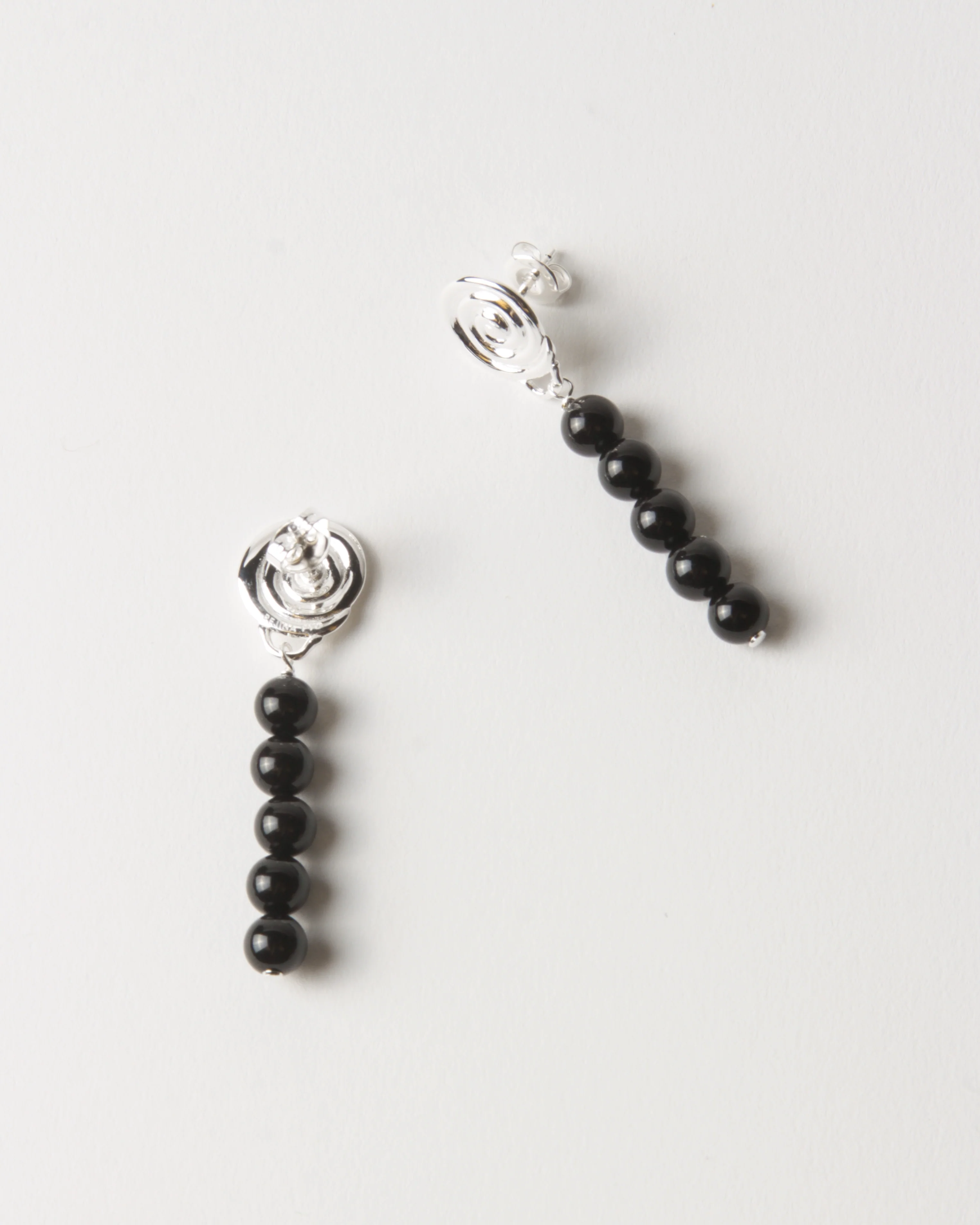 Swirl Petite Droplet Earrings Silver Plated with Onyx - Image 3