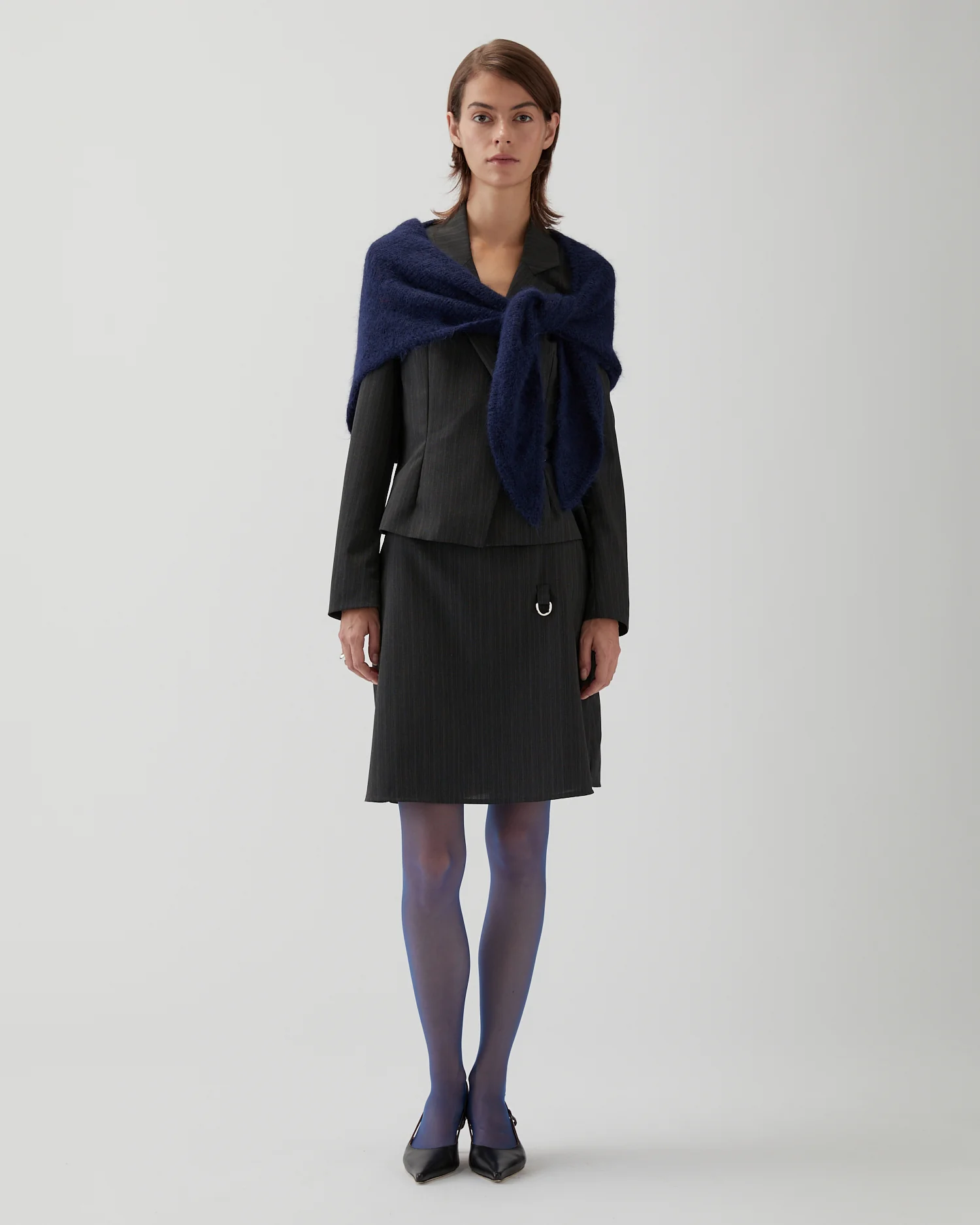 Sylvia Jacket Wool Suiting Stripe Grey - Image 5