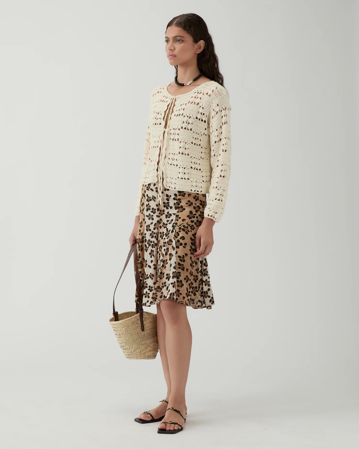 Taylor Skirt Viscose Chiffon Print Beige - Image 2