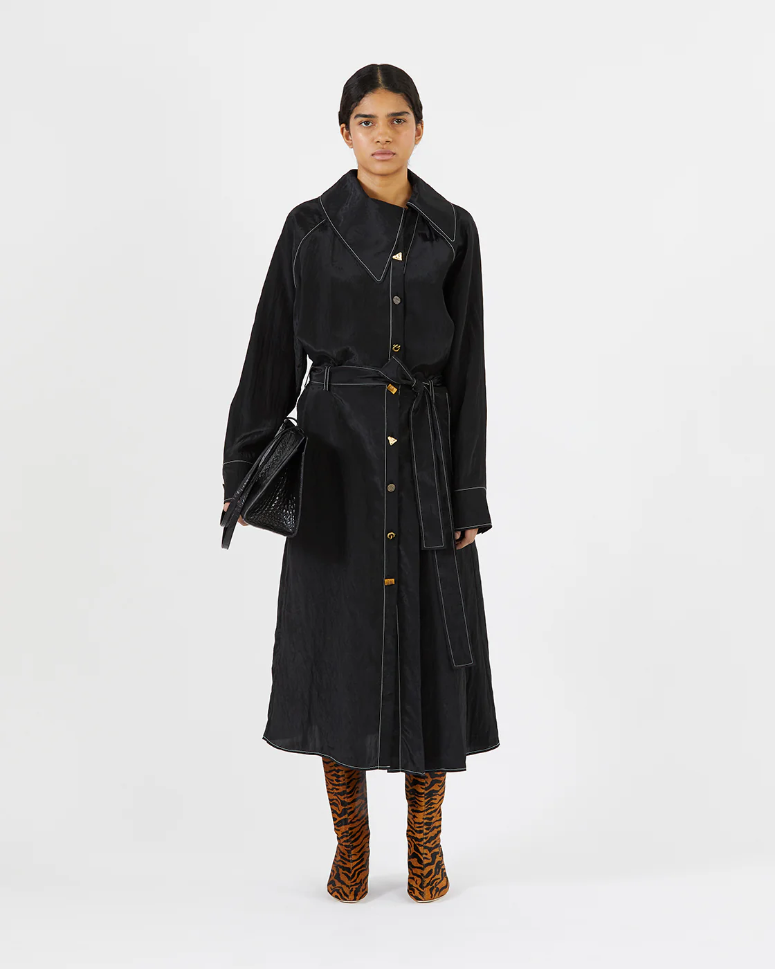 Thalia Dress Viscose Blend Crinkle Black - Image 2