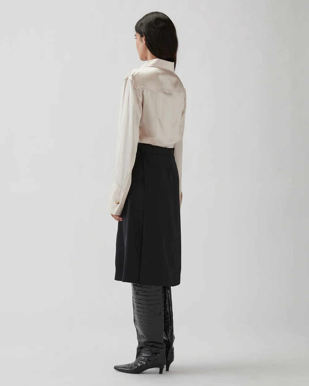 Thea Skirt Duchesse Satin Black - Image 3